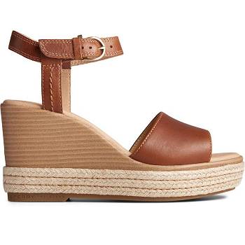 Sperry Fairwater Plushwave Wedge Hnede - Damske Sandále